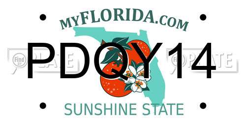PDQY14 Florida License Plate