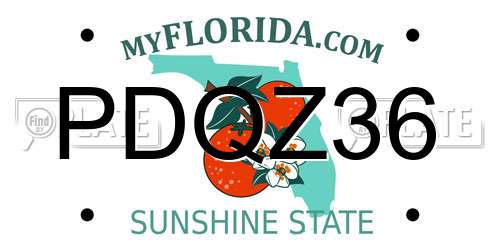 PDQZ36 Florida License Plate