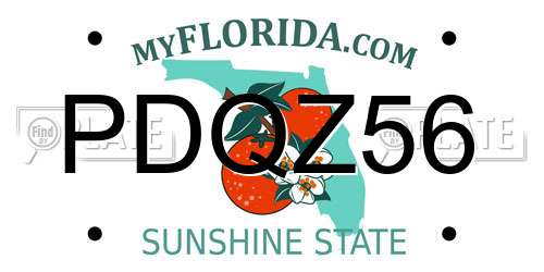 PDQZ56 Florida License Plate