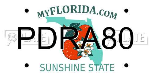 PDRA80 Florida License Plate