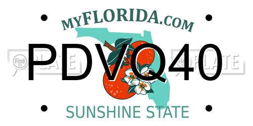 PDVQ40 Florida License Plate