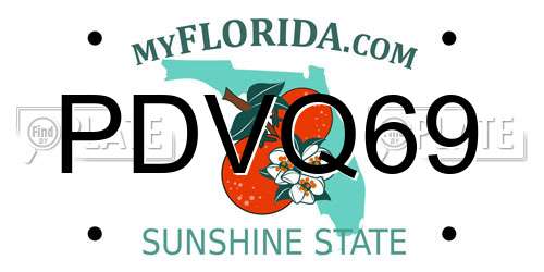 PDVQ69 Florida License Plate