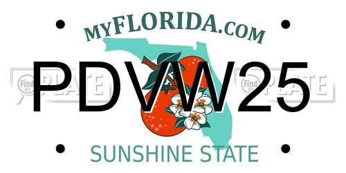 PDVW25 Florida License Plate