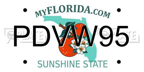 PDVW95 Florida License Plate