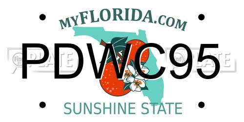 PDWC95 Florida License Plate