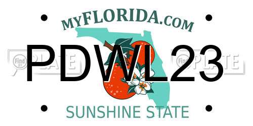 PDWL23 Florida License Plate