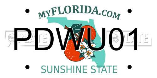 PDWU01 Florida License Plate