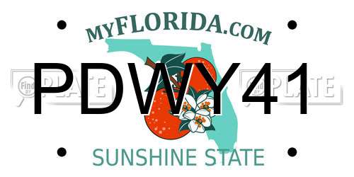 PDWY41 Florida License Plate