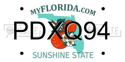 PDXQ94 Florida License Plate