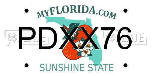 PDXX76 Florida License Plate