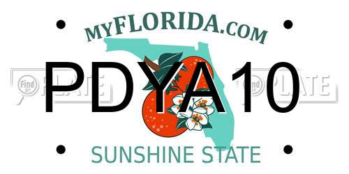 PDYA10 Florida License Plate
