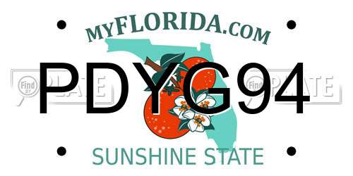 PDYG94 Florida License Plate