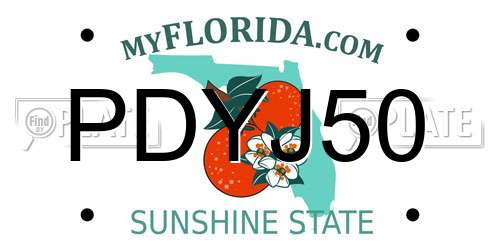 PDYJ50 Florida License Plate