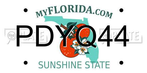 PDYQ44 Florida License Plate