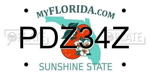 PDZ34Z Florida License Plate