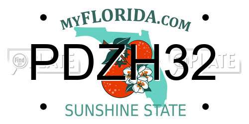 PDZH32 Florida License Plate