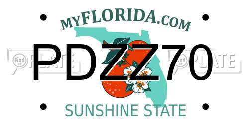PDZZ70 Florida License Plate