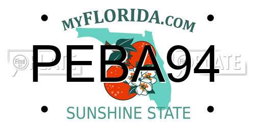 PEBA94 Florida License Plate
