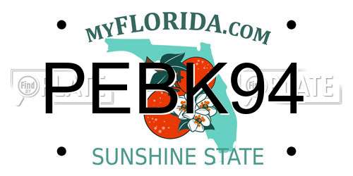 PEBK94 Florida License Plate