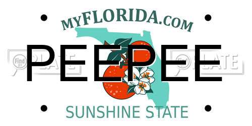 PEEPEE Florida License Plate