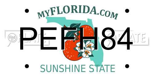 PEFH84 Florida License Plate