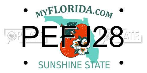 PEFJ28 Florida License Plate