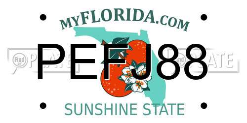PEFJ88 Florida License Plate