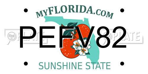 PEFV82 Florida License Plate