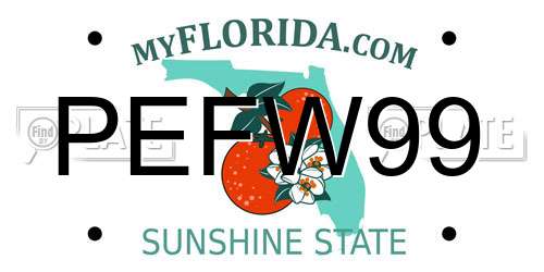 PEFW99 Florida License Plate