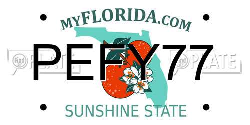 PEFY77 Florida License Plate