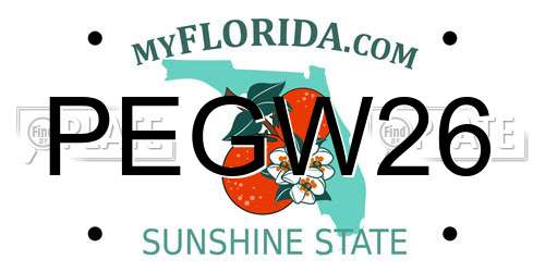 PEGW26 Florida License Plate