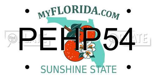 PEHP54 Florida License Plate