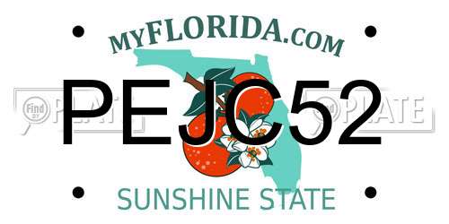 PEJC52 Florida License Plate