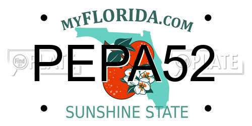 PEPA52 Florida License Plate