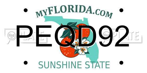 PEQD92 Florida License Plate