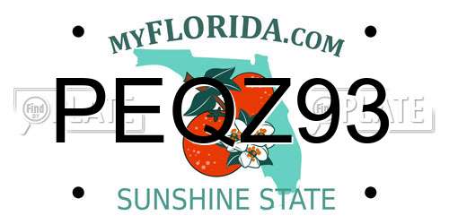 PEQZ93 Florida License Plate