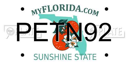 PETN92 Florida License Plate