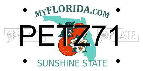 PETZ71 Florida License Plate