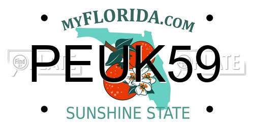 PEUK59 Florida License Plate