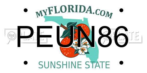 PEUN86 Florida License Plate