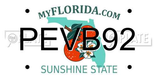PEVB92 Florida License Plate