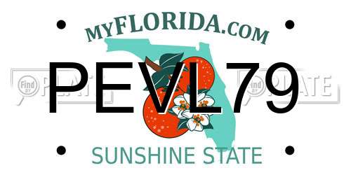 PEVL79 Florida License Plate
