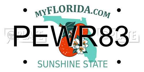 PEWR83 Florida License Plate