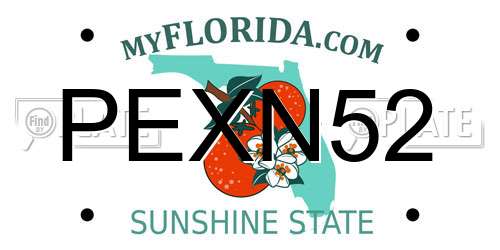 PEXN52 Florida License Plate