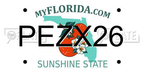 PEZX26 Florida License Plate