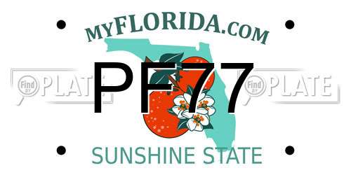 PF77 Florida License Plate