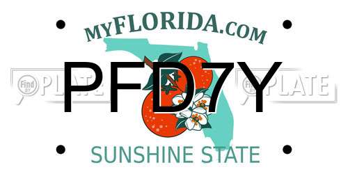 PFD7Y Florida License Plate