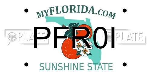 PFR0I Florida License Plate