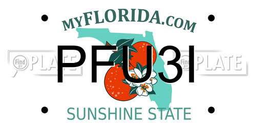 PFU3I Florida License Plate