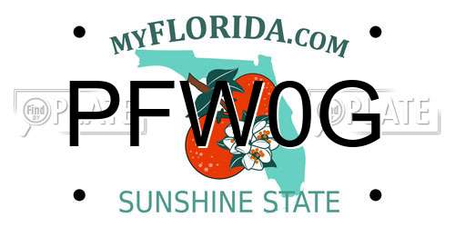PFW0G Florida License Plate